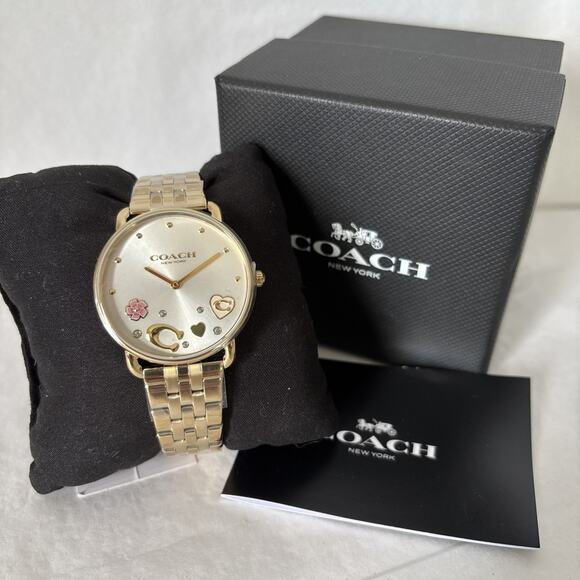 COACH Bracelet Watch 36mm 14504349 Women's Elliot Gold-Tone Stainless Steel - Picture 1 of 11